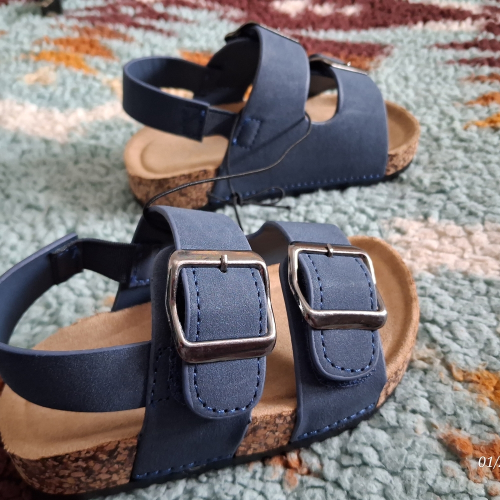 Mia Shoes Kids Sandals - Blue with Silver Buckles